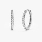 Solid Gold Natural Diamond Hoop Earrings - 图片 5