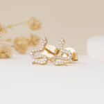 Solid Gold Natural Diamond Snake Studs - 图片 5