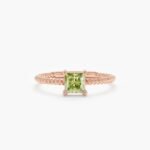 14K Solid Gold Square Peridot Braided Band - 图片 3