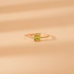 14K Solid Gold Square Peridot Braided Band - 图片 5