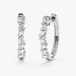 Stacked Baguette Natural Diamond Hoops - 图片 2