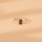 14K Solid Gold Teal Sapphire and Diamond Engagement Ring - Image 5