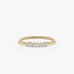 14K Solid Gold Thin 7 Natural Diamond Ring