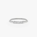 14K Solid Gold Thin 7 Natural Diamond Ring - Image 2