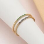 14K Solid Gold Thin Emerald Stacking Ring - Image 4
