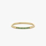 14K Solid Gold Thin Emerald Stacking Ring