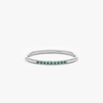 14K Solid Gold Thin Emerald Stacking Ring - Image 2