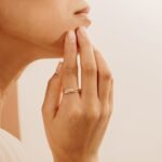14K Solid Gold Three Line Natural Diamond Crossover Ring - 图片 2