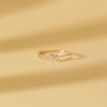 14K Solid Gold Tilted Baguette Natural Diamond Ring - Image 4