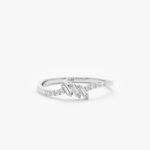 14K Solid Gold Tilted Baguette Natural Diamond Ring - Image 2