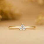 14K Solid Gold Triple Natural Diamond Cluster Ring - Image 3