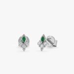 Triple Natural Diamond Marquise Emerald Studs - 图片 2