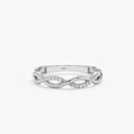 18K Solid Gold Twisted Natural Diamond Half Eternity Ring - Image 2
