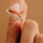 14K Solid Gold Up and Down Natural Diamond Eternity Ring - Image 3