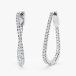 Wavy Natural Diamond Hoop Earrings - Image 2