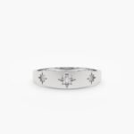 14K Solid Gold Wide Natural Diamond Starburst Ring - Image 2