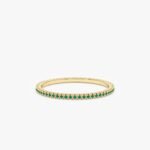 14K Solid Gold Prong Emerald Eternity Band