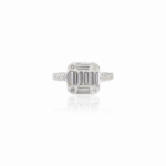 14K White Gold Natural Diamond Baguette Ring