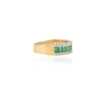18K Solid Gold Emerald Half Eternity Band - 图片 4