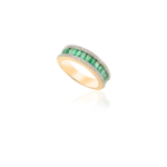 18K Solid Gold Emerald Half Eternity Band - 图片 3