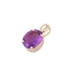 14K Solid Gold Amethyst Stone Pendant - 图片 2