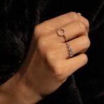 14K Solid Gold Circle Natural Diamond Ring - Image 2