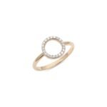 14K Solid Gold Circle Natural Diamond Ring - Image 3