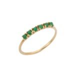 18K Solid Gold Emerald Half Eternity Band - 图片 2