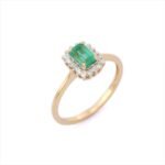 14K Solid Gold Emerald Diamond Ring - Image 2