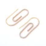14K Gold Paper Clip Diamond Earrings - Image 7
