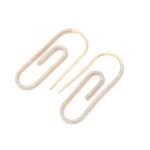 14K Gold Paper Clip Diamond Earrings - Image 4