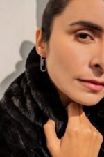 14K Gold Paper Clip Diamond Earrings - Image 5