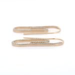 14K Gold Paper Clip Diamond Earrings - Image 6
