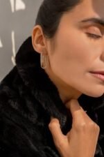 14K Gold Paper Clip Diamond Earrings - Image 3