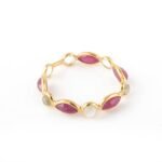 18K Solid Gold Ruby & Rainbow Moonstone Eternity Band - 图片 4
