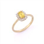 18K Solid Gold Yellow Sapphire & Diamond Engagement Ring - Image 2