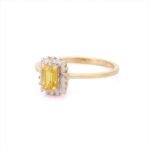 18K Solid Gold Yellow Sapphire & Diamond Engagement Ring - Image 3