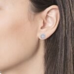 14K Solid White Gold Cluster Natural Diamond Studs - Image 2