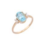 14K Solid Gold Aquamarine Ring - Image 2