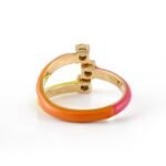 14K Yellow Gold Chunky Natural Diamond Enamel Ring - Image 4
