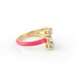 14K Yellow Gold Chunky Natural Diamond Enamel Ring - Image 3