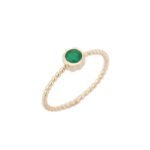 14K Solid Gold Round Emerald Ring - Image 2