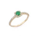 14K Solid Gold Emerald Wedding Ring - Image 2