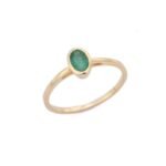 14K Solid Gold Emerald Solitaire Ring - Image 2