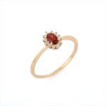 18K Solid Gold Garnet Ring - 图片 2