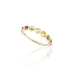 14K Solid Gold Multi Tourmaline Half Eternity Band - 图片 4
