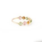 14K Solid Gold Multi Tourmaline Half Eternity Band - 图片 6