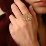 14K Solid Gold Rainbow Moonstone Sunflower Ring - Image 7