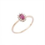 14K Solid Gold Rhodolite Halo Diamond Ring - Image 2
