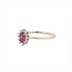14K Solid Gold Rhodolite Halo Diamond Ring - Image 3